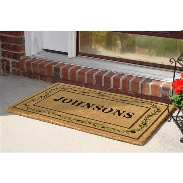 Nedia Home O2229 22 x 36 in. Olive Branch Border Heavy Duty Coir Doormat - Personalized