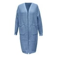 thumbnail image 4 of Yuanlong Womens Cardigan Oversized Plain Full Sleeve Button Front Long Knit Sweaters Winter Outwear Coats With Pockets, 4 of 4