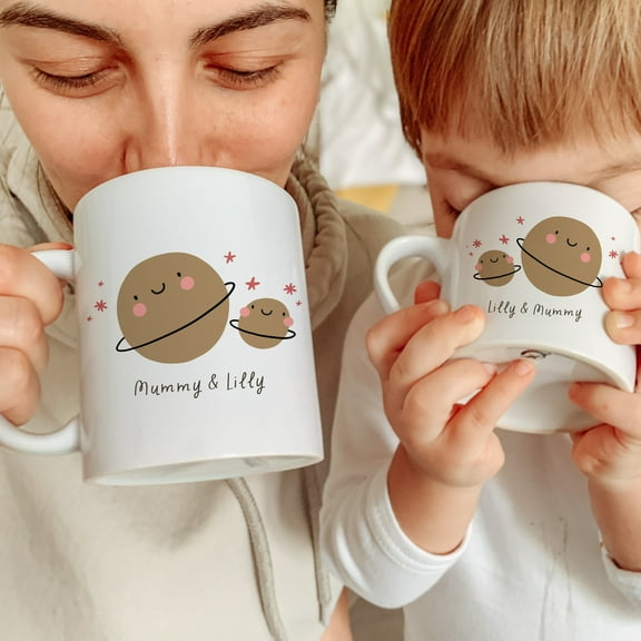 Personalised Matching Family Mug, Funny Mummy and Baby Mini Universe Fruits, Mama and Me Gift