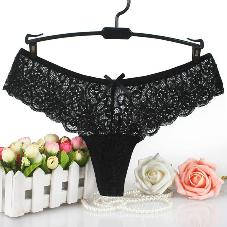 Tawop Edible Underwear for Women Women'S Fashion Sexy Lace Flower  Transparent Gauze Bow Low Waist G-String Pants Panties Thong Strapless Bras  for