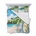 thumbnail image 7 of Summer Beach Full Size Down Alternative Comforter, Lightweight Comforter Quilt Bedding Set with Pillow Shams Tropical Coastal Palm Tree Surfboard All Seasons Bed Comforter Duvet Insert 78"x90", 7 of 7