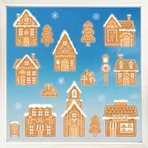 Big Dot of Happiness Gingerbread Village Window Clings, Reusable Winter Holiday Party Window Sticker Decorations, Gingerbread House Decals, Christmas Static Clings