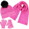 thumbnail image 3 of Girls 3-Piece Winter Hat, Scarf & Glove Set – Cozy Knit Beanie Accessories for Kids – Warm Cold Weather Gear, 3 of 6