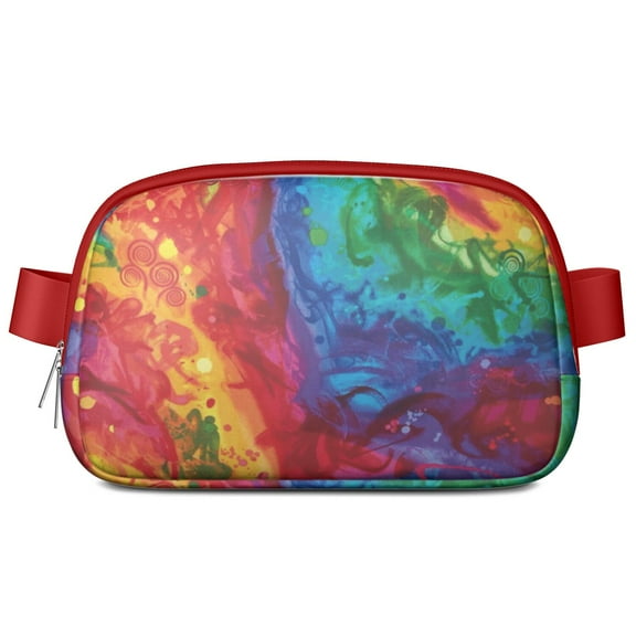 Multicolor Psychedelic Fanny Pack – Waterproof Adjustable Waist Bag with Bold Rainbow Patterns, Eye-Catching for Concerts & Beach Trips