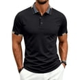 thumbnail image 3 of KLHDSF Men's Short Sleeve Polo Shirts Casual Slim Fit Basic Cotton Shirt Top 3-Button Golf Shirt, Summer Wear, Casual, Trip, Work, Outdoor Black L, 3 of 10