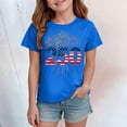 thumbnail image 4 of mgoYE Girls Boys American Flag 250th Anniversary Commemorative Tee, Crew Neck Loose Fit Daily Tee 250th Anniversary Flag Tee(Blue,2-3 Years), 4 of 5