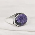 thumbnail image 2 of Charoite Mans Ring, Natural Purple Charoite Ring, Oxidized Silver Jewelry, 925 Silver Ring, Birthday Gift, Heavy Mens Ring, Arabic Design, Ottoman Style Ring, Christmas, Turkey Mens Signet Ring, 2 of 5