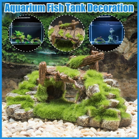 Aquarium Fish Tank Decoration Bridge Ornament Resin Moss Bridge