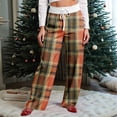 thumbnail image 6 of Women Winter Soild Color Pants Full Length Long Trousers Sports Pants with Plaid Print and Drawstring for Classic and Warm Wear,Ginger,M, 6 of 8