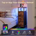 thumbnail image 4 of Eunos End Table with Charging Station, Narrow Long Nightstand with Open Shelf and 3 Fabric Drawer, Wood Grain Print, 4 of 8