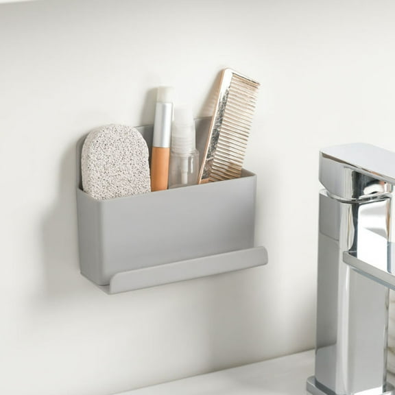 LEORX 2Pcs Wall Mounted Remote Control Storage Box Light Grey PP Storage Rack for Households