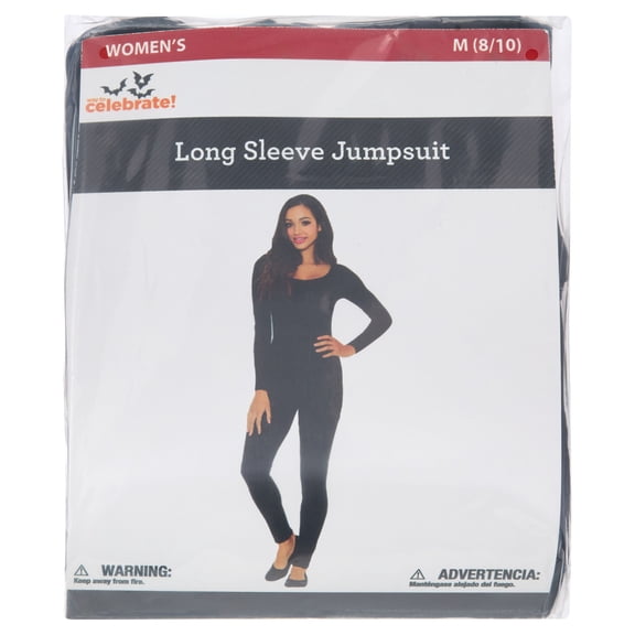 Long Sleeve Jumpsuit Costume Accessory for Adults, Black, M (8/10), Halloween by Way To Celebrate