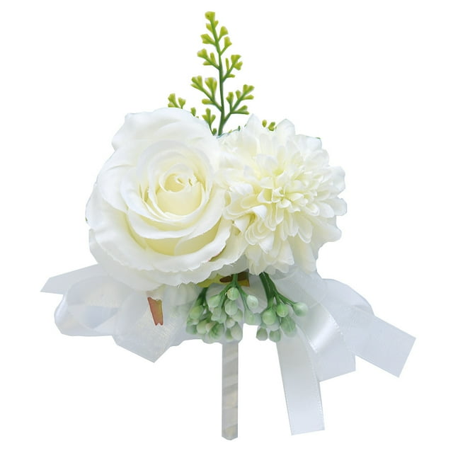 Flor de pecho para novio de boda en estilo forestal, flor de muñeca de simulación, flor falsa para banquete, flor de solapa para mejor amigo, suministros para bodas