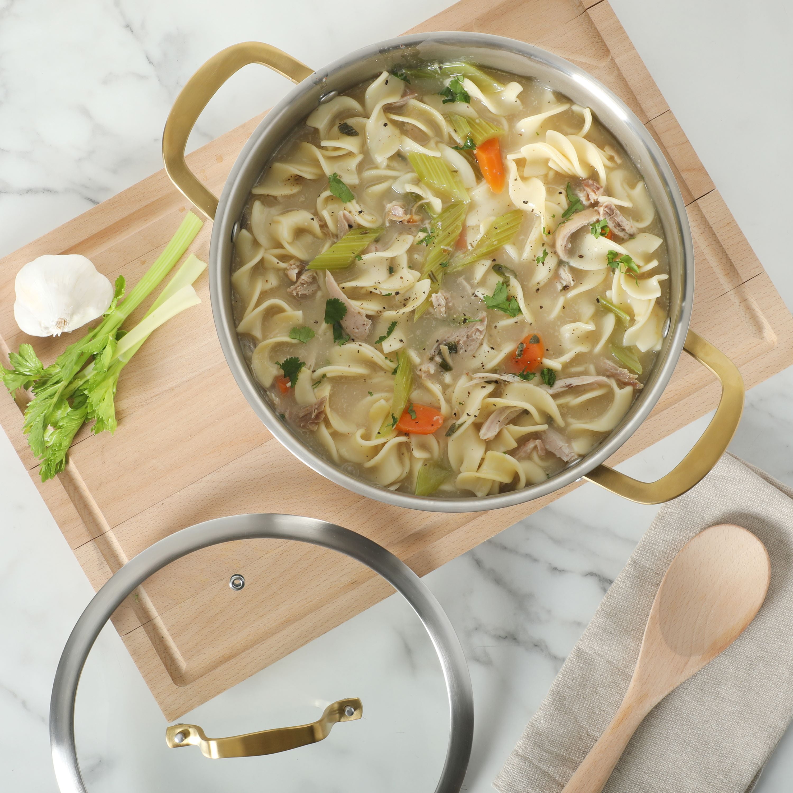 Martha Stewart Midvale Stainless Steel 8 quart Stock Pot with Gold Handle