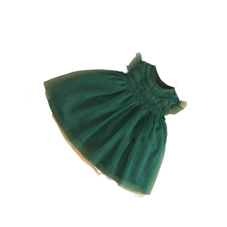 

Cute Plain Round Neck Smock Sleeveless Dark Green Baby Dresses (Baby s)