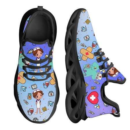 

2024 New Fashion Casual Breathable Mesh Sneakers Women s Nurse Shoes Nurse Medical Print Light Running Shoes