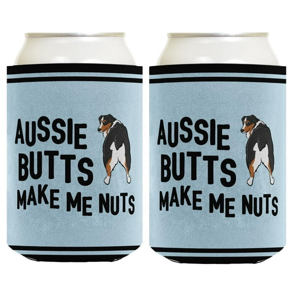 Aussie Mom Gifts Aussie Butts Make Me Nuts Aussie Dog Themed Gifts 2-Pack Can Coolie Drink Coolers