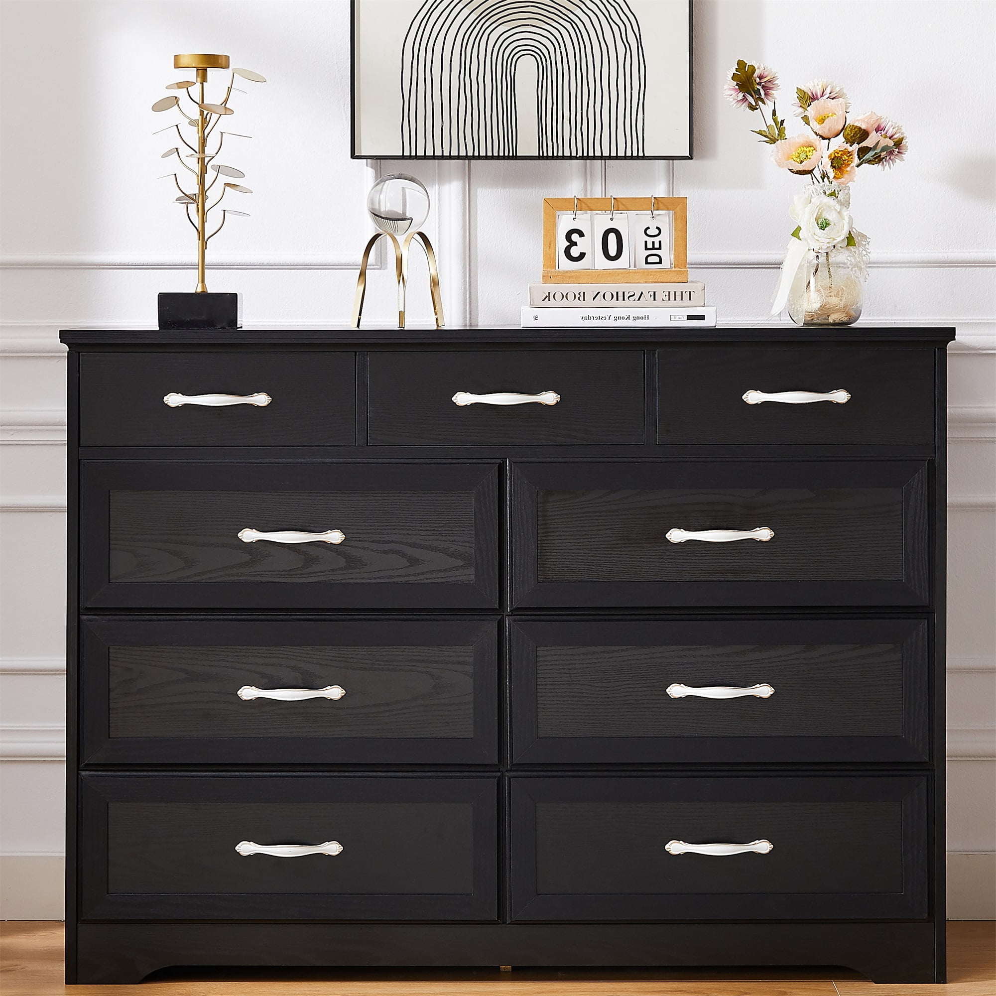 Spaco Dresser for Bedroom 9 Drawers Dresser Chest of Drawer Bedroom Furniture, Black Dresser Spaco Dresser for Bedroom 9 Drawers Dresser Chest of Drawer Bedroom Furniture, Black Dresser