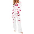 thumbnail image 6 of Tnhcen Women's Valentine's Day Pajamas 2 Piece Set, Heart Print Long Sleeve Button Front Sleepwear with Pockets Soft Milk Silk Cozy Pajamas for Women Size S - 2XL, 6 of 8
