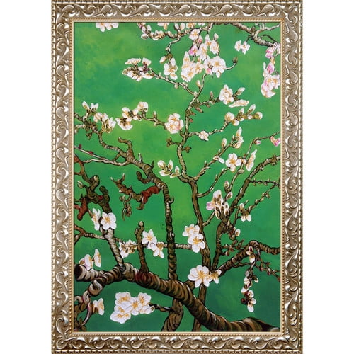 Tori Home Branches of an Almond Tree in Blossom by La Pastiche Framed Painting in Emerald Green