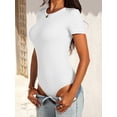 thumbnail image 4 of ANRABESS Bodysuits for Women, Women's Short Sleeve Bodysuit Stretchy Comfy T-shirt Round Neck Basic Body Suit Tops Casual Outfits 2026 White XS, 4 of 13