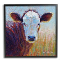 Country Cow Gazing Painting Animals & Insects Painting Black Framed Art Print Wall Art