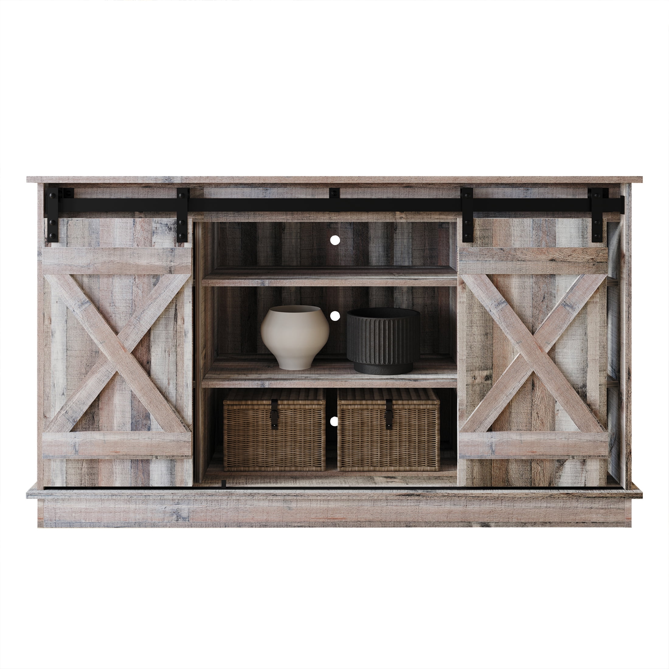 Castle Place Vintage 54" TV Stand Console for TVs up to 65", Natural Oak
