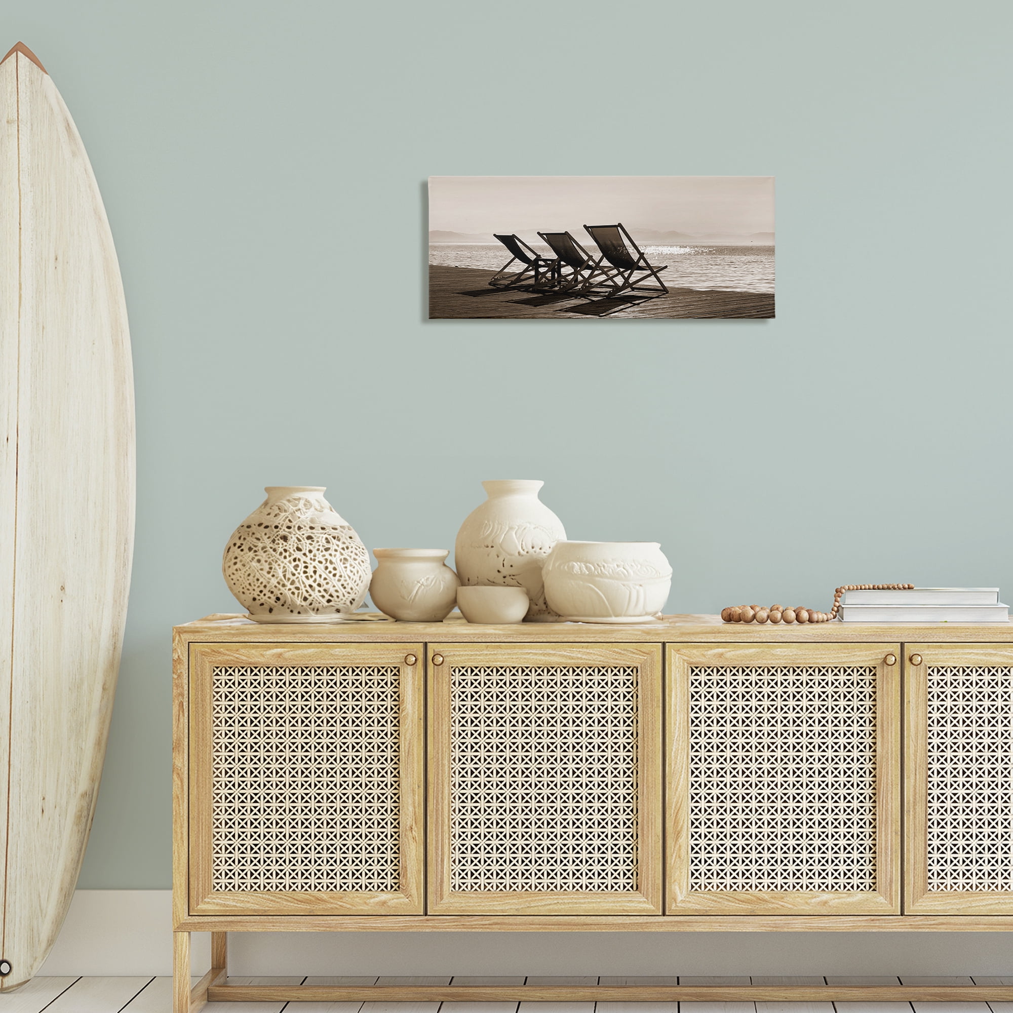 Stupell Industries On Deck Beach Chairs Coastal Photography Gallery Wrapped Canvas Art Print Wall Art, 30 x 13