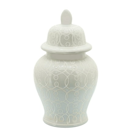 Sagebrook Home 10" Temple Jar, Ivory