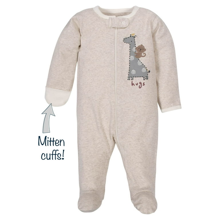 Wonder Nation Unisex Baby Zip Front Sleep N Play Pajamas 4 Pack Sizes NB 9m Walmart