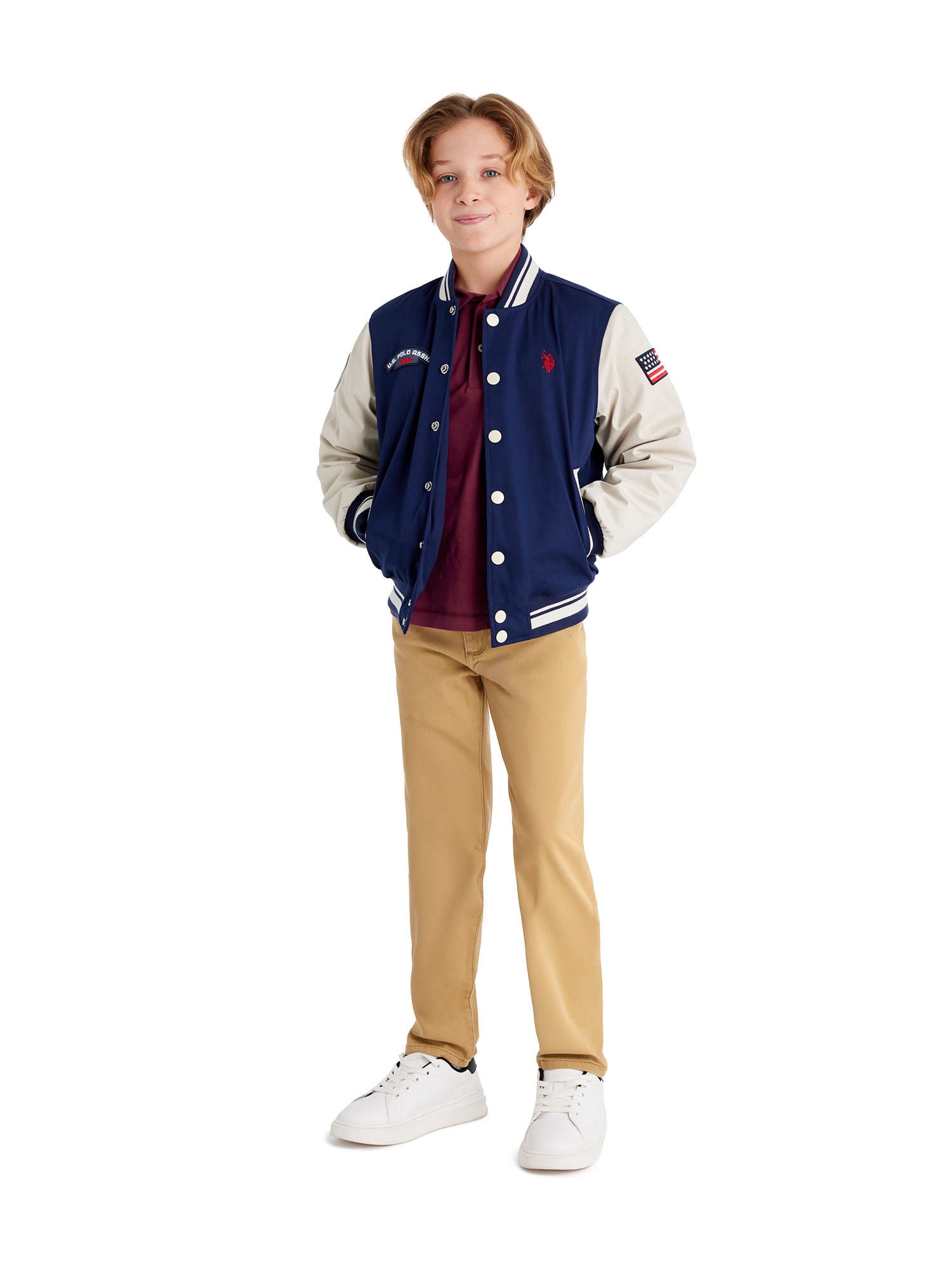 U.S. Polo Assn. Boys Baseball Varsity Jacket, Sizes 4-18