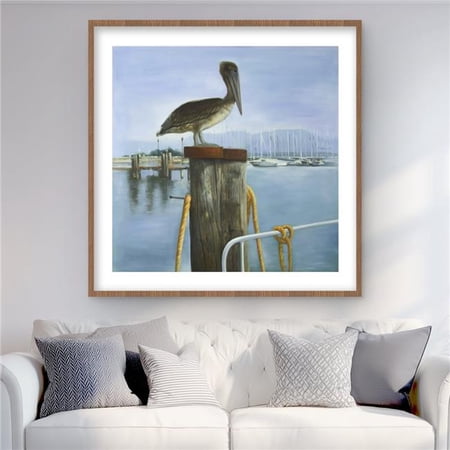Begin Home Decor C1FM3636PNRDCC 36 x 36 in. Pelican Bird Hyperrealist Framed Matted Print - Home Decor
