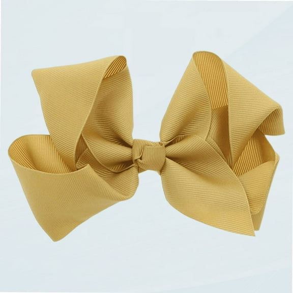 5.5 Inch Grosgrain Hair Bow Clip For Woman And Girls (Gold)