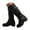 1Black, variant on Knee High Boots Women Low Heel Motorcycle Boots Lug Sole Platform Combat Boots
