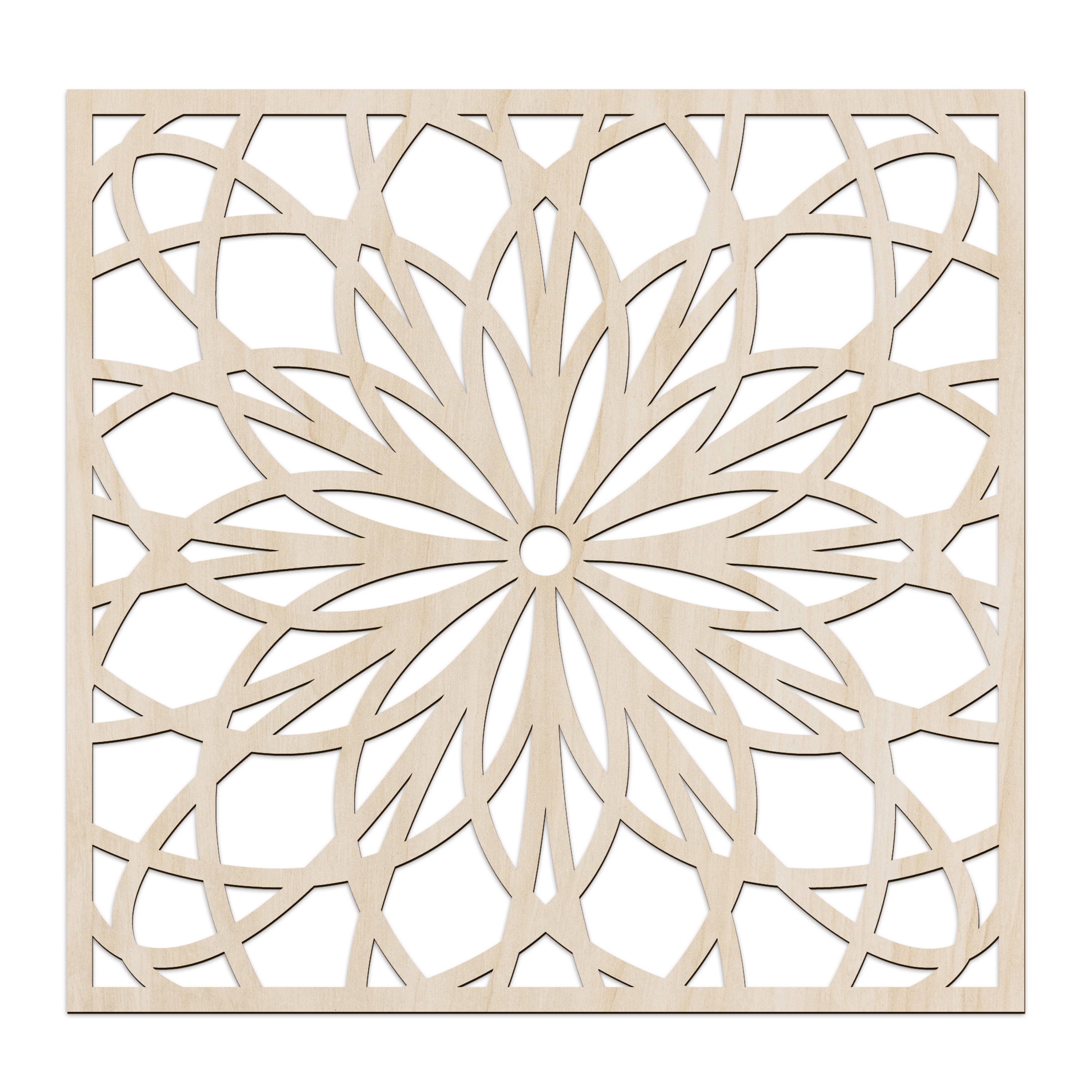 Floral Lattice Motif Boho Oriental 11.4 X 11.4 X 0.1 Ambesonne Mandala Wooden Wall Art Set of 2 Birch Wood Plywood Rustic Wall Art Accent for Hallway Bedroom Living Room Cafes and Offices