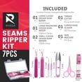 thumbnail image 2 of Plastic Seam Ripper Fabric Ripper Kit 7 Pcs - 1 Large, 1 Ergonomic, 2 Small Seam Rippers, Thread Cutter, Scissor, Measuring Tape - Sewing Accessories for Notions Quilting Crafts, 2 of 6