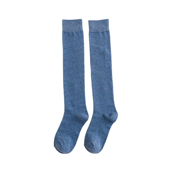 Jumpingount 1 par de calcetines de algodón hasta la rodilla para mujer, medias largas para fiesta escolar, suministros transpirables para absorber el sudor Medias Azul Jumpingount AP012073-07