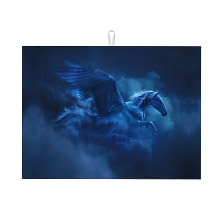 

Large Dish Drying Mats for Kitchen Counter - Pegasus Night Sky 18x24In Anti-Slip Absorbent Microfiber Drying Mat for Kitchen Counter Mat Dish Rack Mat with Hanging Loop