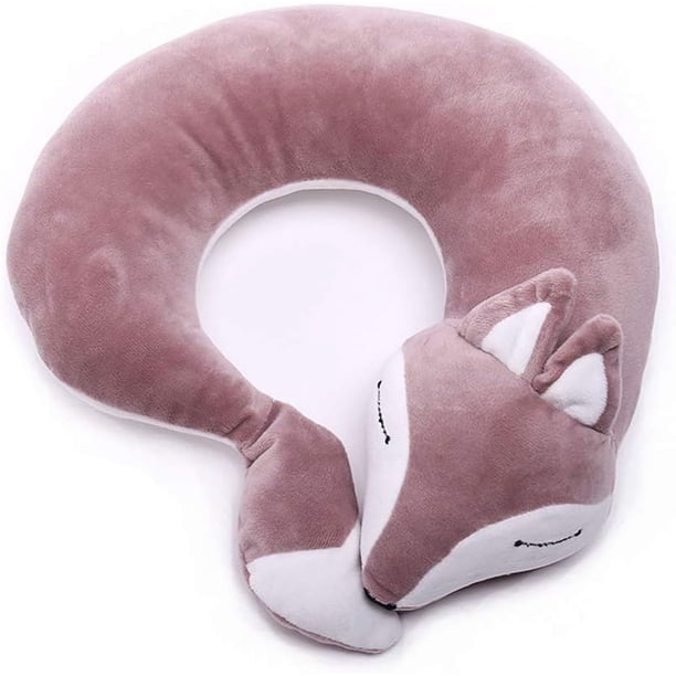 Almohada de avión de viaje Almohada de cuello en forma de U de zorro de dibujos animados $ Almohada en forma de U de dibujos animados creativos Almohada de viaje de zorro lindo $ Almohada de equipaje