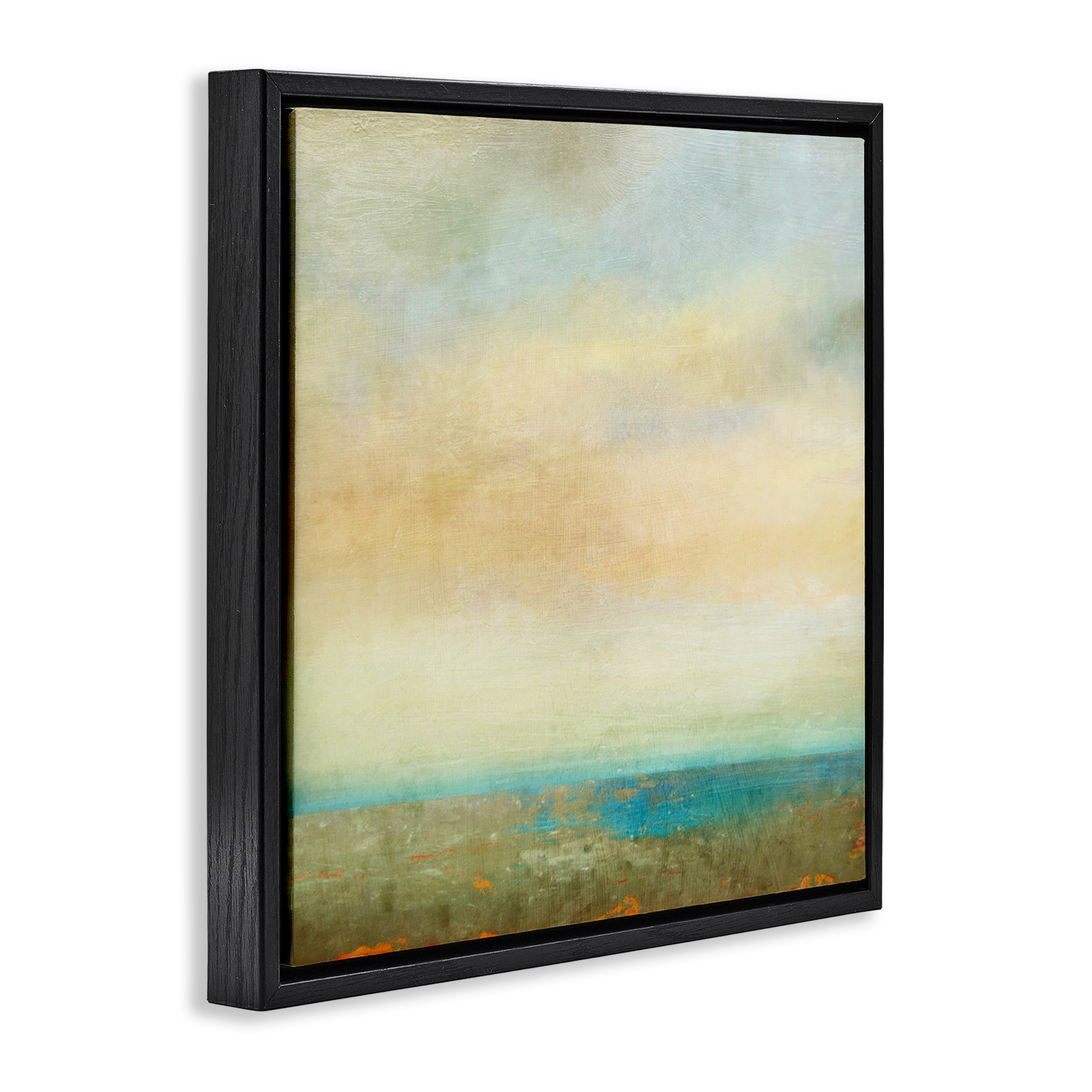 Stupell Industries Abstract Sunlit landscape Landscape Painting Black Floater Framed Canvas Art Print Wall Art, 18 x 18