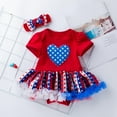 thumbnail image 5 of ZHUGeLI 4th of July Outfits for Women, Toddler Kids Girls Romper Clothes Independence Day Jumpsuit Skirt Headband Set Up to 50% off Clearance, 5 of 9