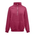 thumbnail image 4 of YUGYXL Half Zipper Sweatshirts for Women Solid Color Long Sleeve Collared Pullover with Pockets Active Outdoor Blouses Pink M, 4 of 9