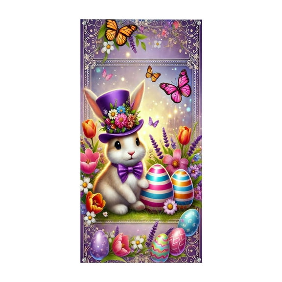 OAVQHLG3B Easter Decoration for Home Easter Decorations Bunny Door Cover Happy Easter Door Decorations Cute Bunny Door Covers Spring Backdrop Door Cover Party Outdoor Indoor Home Decor