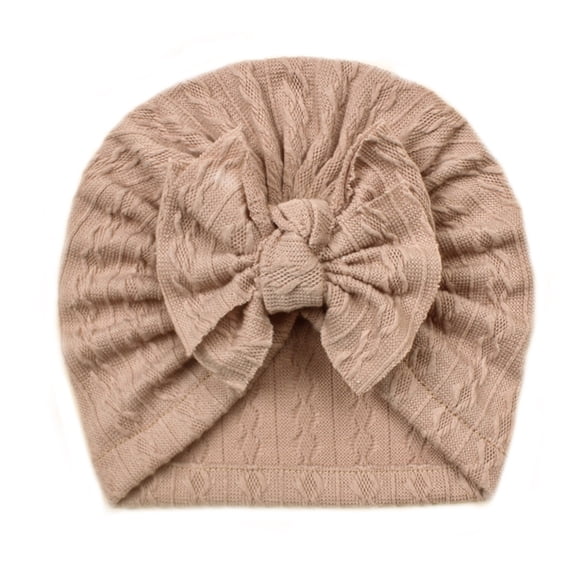 Knitted Baby Hat with Bowknot Design Elastic Turban Cap for Girls and Boys Soft Toddler Headwear,Color:Coffee
