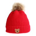 thumbnail image 2 of Guiexla Children Winter Hat Knitted Plush Ball Decor Elastic Soft Thick Unisex Cartoon Bear Decor Anti-slip Cold Resistant Yarn Cap, 2 of 8