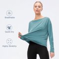 thumbnail image 3 of Camisas de entrenamiento para mujeres, sueltas, de secado rápido, elásticas, mangas largas, camiseta Abanopi Camisa deportiva, 3 of 7
