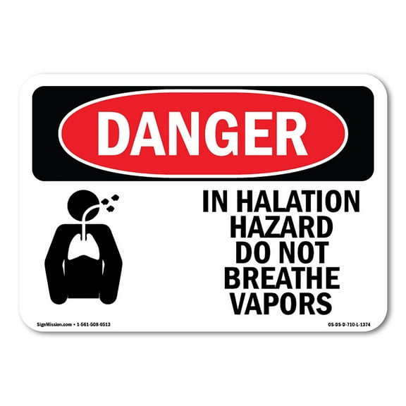 OSHA Danger Sign - Inhalation Hazard Do Not Breathe Vapors |  Aluminum Sign | Protect Your Business, Construction Site, Shop Area |  Made in The USA