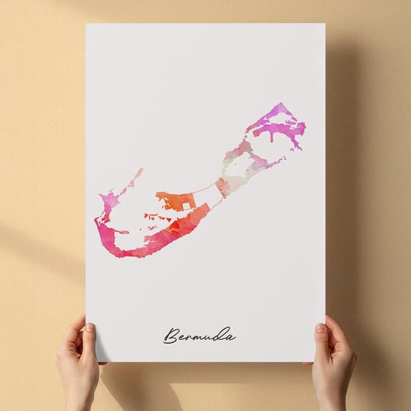 Bermuda Map Canvas Wall Art 8x12 inch Bermuda Map Watercolor Canvas Wall Art Minimalist Travel Inspired Home Decor