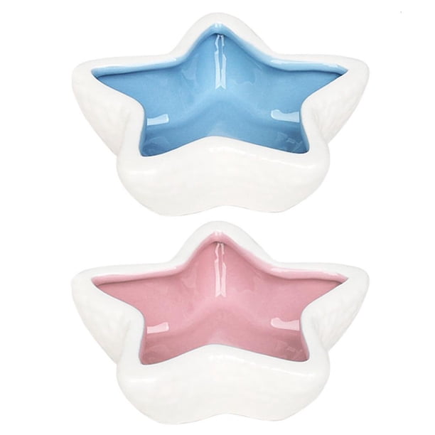 Cuencos de cerámica para alimentación de hámster, platos de comida para animales pequeños en forma de estrella, 2 uds.