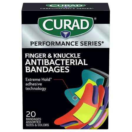 Curad Finger & Knuckle Antibacterial Assorted Bandage, 20 Count